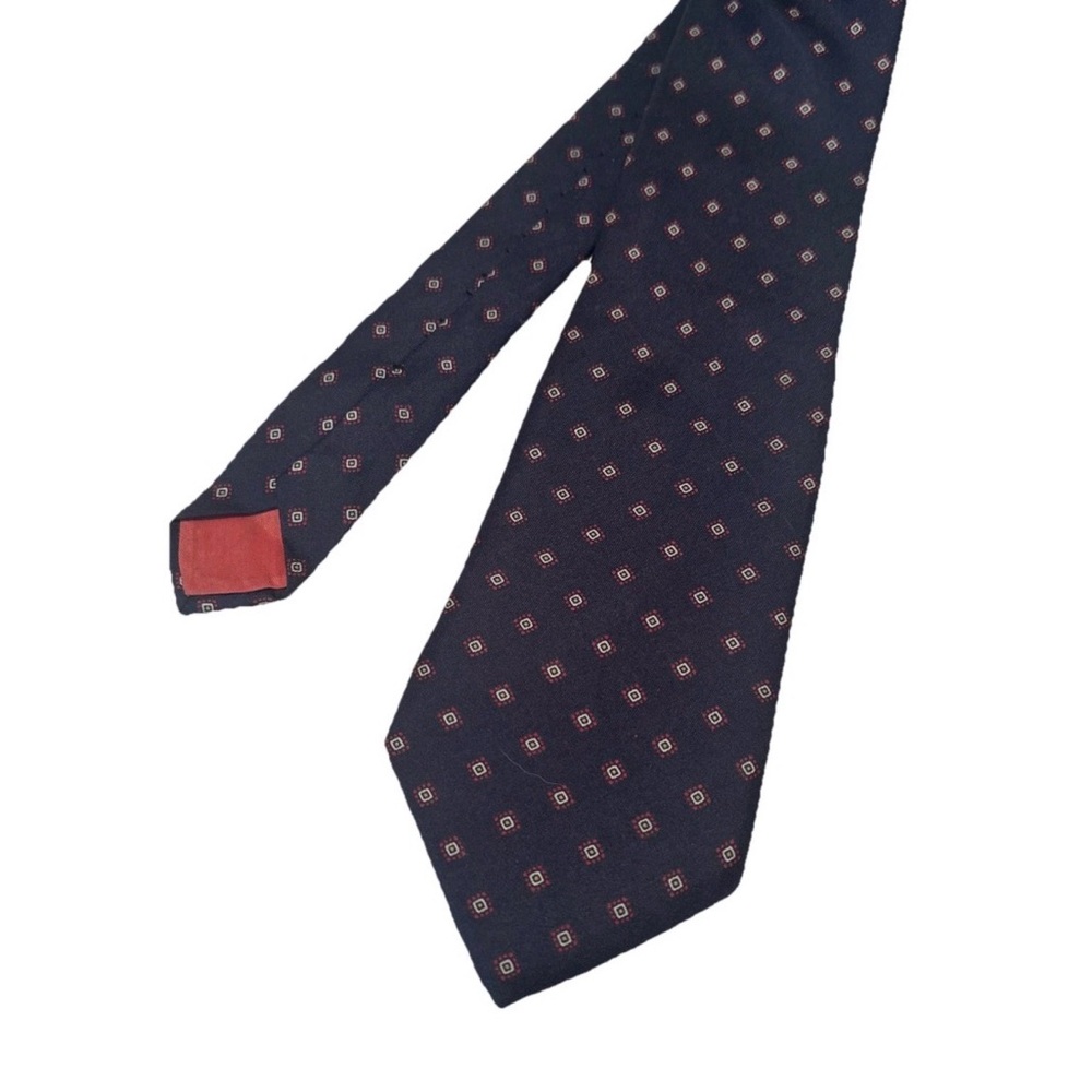 Vintage YSL Yves Saint Laurent Tie Navy Medallion Geometric Design Designer